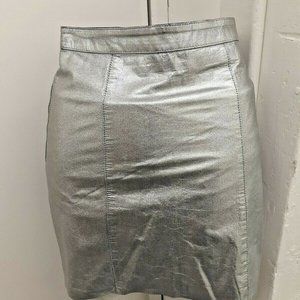 New LF Furst Kind silver Metallic leather Mini Skirt biker Pencil skirt S M